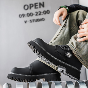 Nouvelles Chaussures Décontractées en Cuir Noir Style Britannique à Bout Épais pour Hommes Printemps 2026 – Tendance Jeunesse, Chaussures de Travail Basses - Product Image 2