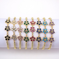 JML vente en gros d'accessoires de mode laminés en or 14k bracelet en zircon fleur réglable multicolore bijoux fins breloques pour femmes
