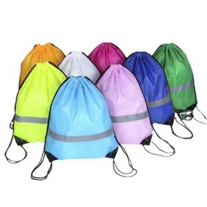 Mochila Deportiva Plegable con Cordón y Tira Reflectante 210D, Bolsa de Almacenamiento para Zapatos, Gimnasio, Viajes, Personalizable - Product Image 3