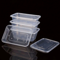 Conteneur Alimentaire Rectangulaire en PP Plastique Transparent Jetable, Grande Vente, 500ml 650ml 750ml 1000ml pour Plats à Emporter