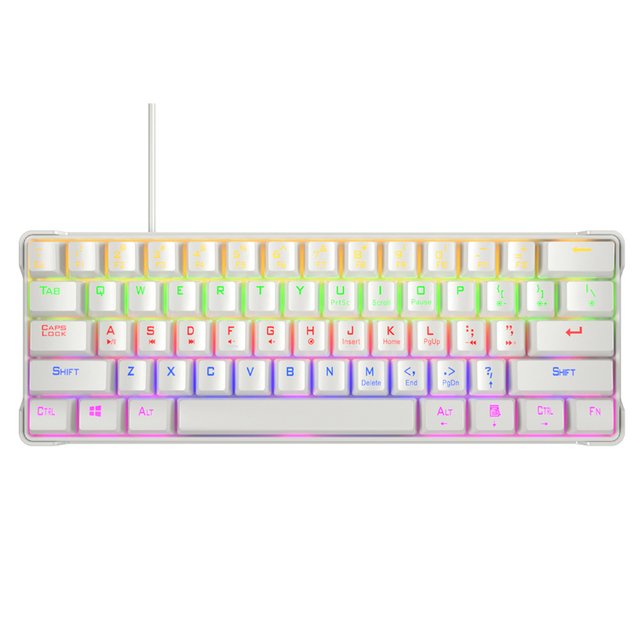 USB Type-c Interface 60% White Black Keyboard RGB 61 Keys  Gaming Usb Wired Light Led Gamer Hot Swap Mechanical Keyboard