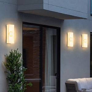 Lampe murale extérieure étanche en faux marbre, source lumineuse LED longue bande, angle de faisceau de 20 degrés, pour cour, entrée de villa - Product Image 3