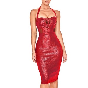 Robes de pansement sexy pour femmes en gros avec licou vêtements de fête écologiques et respirants - Product Image 1