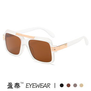 Lunettes de soleil carrées Yingtai, monture en plastique noir et métal, UV400, lunettes de soleil pour hommes - Product Image 4