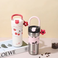 Mug isotherme en acier inoxydable 316L pour femmes, portable avec poignée, style Instagram, haute esthétique