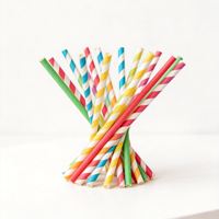 Pailles en papier jetables écologiques Lides à rayures rouges, style simple paroi, pour boissons et cola