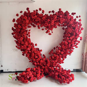 SPR <span class=keywords><strong>bouquet</strong></span> de <span class=keywords><strong>mariée</strong></span> rouge rose en forme de coeur arc de mariage décoré fleur arc en métal pour fond de mariage décoration de mariage - Product Image 2