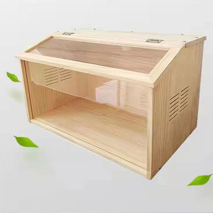 Terrario de madera para robinos, suministros de paisajismo, caja de madera maciza para hámsteres y chinchillas, caja transparente de acrílico aislada para mascotas - Product Image 1
