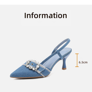 Sandalias de Tacón Alto con Hebilla de Mezclilla, Nuevas para 2025, en Oferta, Zapatos de Mujer - Product Image 6
