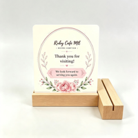 Menu NFC en PVC avec design personnalisé et code QR, support en bois pour restaurant, plaque programmable Tiktok/Ins/Facebook/Tripadvisor