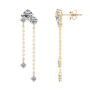 Valentine Gift Idea 925 Sterling <b>Silver</b> Women's Engagement Jewelry Tassel Drop <b>Stud</b> Earrings with 2.5mm-5mm D Color Moissanite - Product Image 4