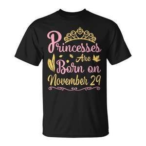 Camiseta de cumpleaños con estampado de princesas nacidas el 29 de noviembre para mujeres, hombres, unisex, talla para adultos S M L XL XXL - Product Image 1