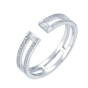 แหวนเงินแท้ 925 ประดับเพชร CZ ดีไซน์มินิมอล คุณภาพพรีเมียม สำหรับเป็นของขวัญ/หมั้น - Product Image 2