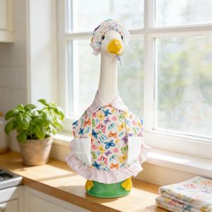 <b>Summer</b> Porch Outfit 17" Floral Skirt Goose Costume Clothes for Outdoor Patio Yard Lawn Art <b>Decoration</b> - Product Image 3