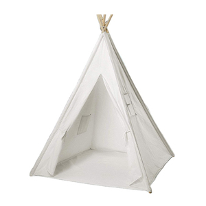Tente pour <span class=keywords><strong>tipi</strong></span> en toile blanche avec poteau en bois, idéale pour l'<span class=keywords><strong>intérieur</strong></span> et l'extérieur, jeu pour filles et garçons - Product Image 1