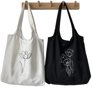 Weeyeco — fourre-tout en toile avec des fleurs pour femmes, réutilisable, à bandoulière, idéal pour le Shopping, style Vintage, pliable - Product Image 1