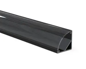Diffuseur noir en Extrusion d'aluminium, 5 m, 45 degrés, profil de canal lumineux