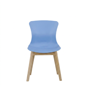 Silla de Comedor Moderna UPRS de Plástico Azul con Patas de Madera, Diseño Escandinavo, Muebles para el Hogar y Restaurantes - Product Image 1