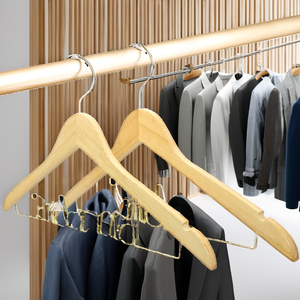 Cintres en bois et métal à un seul niveau, personnalisés en usine, pour armoire, design mariée et marié, écologiques, multifonctionnels, haute qualité - Product Image 2