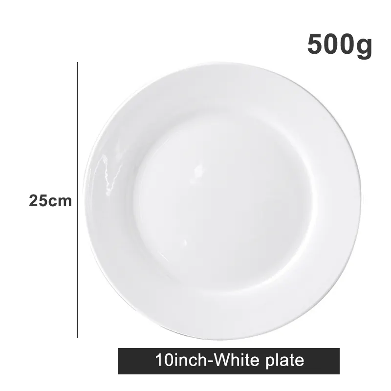 Assiette plate en céramique 6/7/8/10 pouces Vente en gros Assiette plate en porcelaine blanche à bordure dorée de luxe Assiette plate en céramique