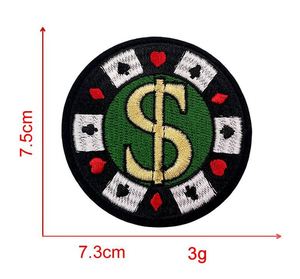 Patch brodé créatif à thème de jeu d'argent (drapeau britannique, dollar, dés, poker) pour décoration DIY - Product Image 6
