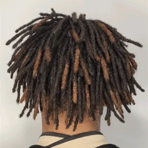 Dreads di qualità all'ingrosso Blonde 1b/27 Man Wave Unit toupet Dread Locs capelli umani Dreadlocks in pizzo pieno parrucchino per uomini neri