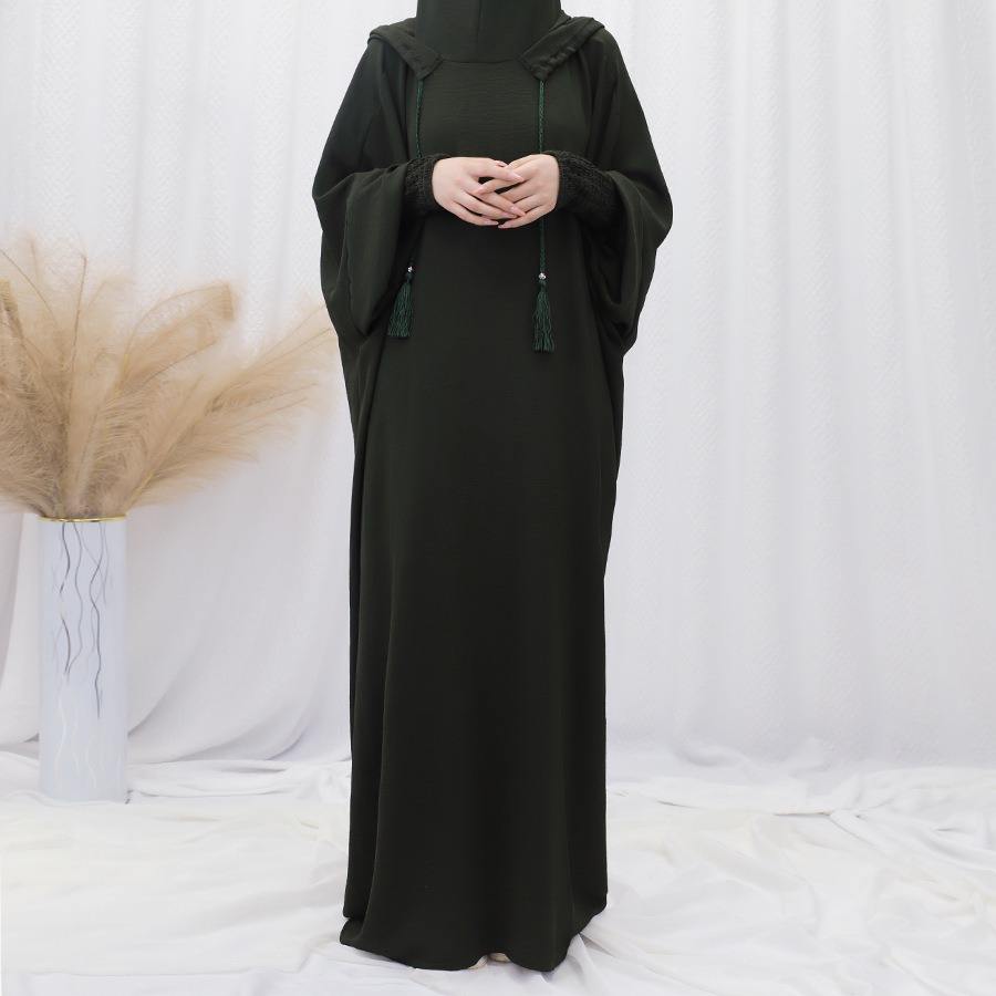 T955Model Jilbab Hijab Abaya Robe Women Crinkle Solid Color Casual ...