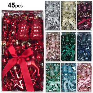 45 Pieces Christmas Tree Ornament Set Metal Hanging Balls <b>Baubles</b> Gift <b>Box</b> Holiday Decoration for Hotel Home - Product Image 1