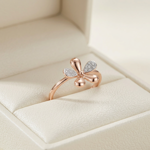 Proveedor Mayorista de Hong Kong, Fabricante de Joyería, Anillo con Diseño de Flor, Oro Rosa Sólido de 18K, Anillo con Diamantes Naturales Reales - Product Image 1
