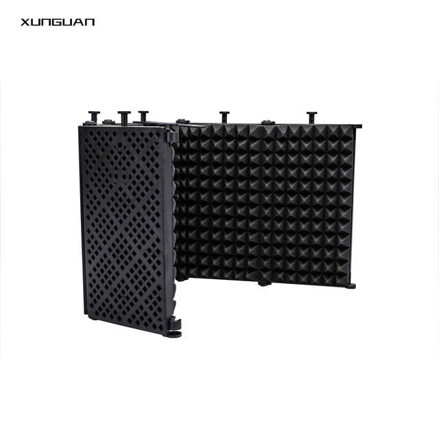 POP-005 5-doors Broadcast Studio Pop Filter Wind Screen Shield Foldable Microphone Isolation With High Density EVA Foam