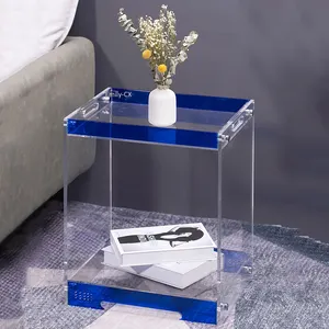 2-الطبقة نوم طاولة جانبية الاكريليك منضدة الحديثة بسيطة شفافة الاكريليك السرير طاولة جانبية للمنزل ديكور