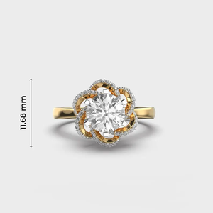 Anillo de Compromiso con Diamante Cultivado en Laboratorio de 1 Quilate, Corte Redondo, Oro de 14K, Anillo Solitario, Joyería Fina Nupcial, Elegante y de Lujo - Product Image 4