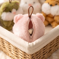 Porte-clés en peluche sonore en gros avec compartiment de rangement, breloque mignonne en forme d'animal pour sac, décoration de sac à dos, cadeau d'anniversaire