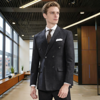 Costume sur mesure 3 pièces pour homme – Veste, pantalon et gilet – Ensemble de costume formel d'affaires rayé croisé coupe ajustée pour mariage
