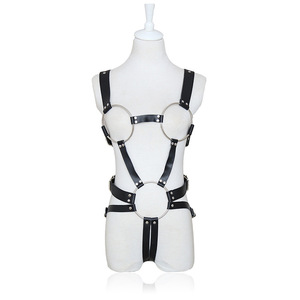 Corset à anneaux en fer, <span class=keywords><strong>poitrine</strong></span> <span class=keywords><strong>nue</strong></span>, body sexy à trois points, harnais de bondage, jouets sexuels BDSM - Product Image 1