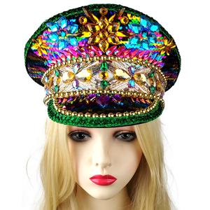 Manwu Factory Unisex Púrpura Verde y Oro Adornado <span class=keywords><strong>Sombrero</strong></span> de Capitán para Fiesta de Desfile al Aire Libre-Mardi Gras y Burning Man - Product Image 6