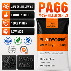 Granulés de plastique technique Taiyi en polyamide 66 (<span class=keywords><strong>PA66</strong></span>) remplis de <span class=keywords><strong>MoS2</strong></span>, noirs, à module de flexion élevé, pour engrenages et bagues - Product Image 1
