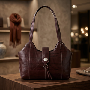 Sac à main en cuir d'agneau de luxe pour femmes BS INTERNATIONAL, fermeture éclair, deux sangles, grande capacité, souple, durable, léger - Product Image 4