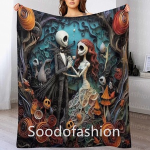 Ventas al por mayor personalizado Halloween <span class=keywords><strong>Horror</strong></span> personaje Jack franela polar manta Festival sofá cama mantas de viaje - Product Image 2