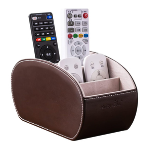 Support De Télécommande Avec 5 Compartiments,boîte De Rangement En Cuir