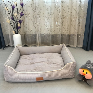 100% Cotton Small Pet Sofa <strong>Fashion</strong> Classic Washable Plush Oval Luxury Calming <strong>Bed</strong> with Animal Pattern for Cats <strong>Dogs</strong> Box - Product Image 4