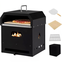 Four à pizza en fer de 12 pouces, pliable et portable, pour cuisson au bois en extérieur, camping et barbecue, avec pierre et pelle