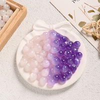 Manik-manik resin bulat 8/10/12mm yang berubah warna secara instan, manik-manik resin mata kucing yang berubah warna untuk gelang dan kalung DIY