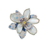 Bros Bunga Multi-petal Berlapis Perak Mewah Kustom Pabrik Grosir, Cangkang Paduan Kuningan, Zirkonia Kubik Multi-warna