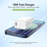 Merryking EU UK AR Plug chargeur usb-c Type C Chargeur rapide 5V 3A 12V 1.2A 18w adaptateur secteur