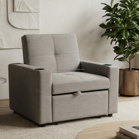 Canapé-lit simple moderne avec porte-gobelets, lit double escamotable, fauteuil d'appoint en tissu pour salon, salle à manger, chambre à coucher