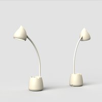 Lampe de bureau LED à commande tactile 3 CCT avec support pour téléphone et porte-stylo, lampe d'étude réglable pour le soin des yeux, pour le bureau et la maison
