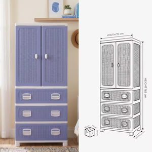 Foldable Multifunctional <b>Storage</b> Box Plastic Stackable Container with Rattan Pattern Hanging <b>Clothes</b> and Drawer for Home Use - Product Image 3