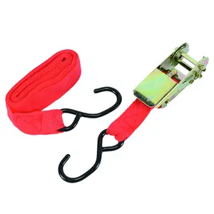 Polyester Ratchet Tie Down Strap For Car Truck With Double J Hook 5M Cargo Lashing