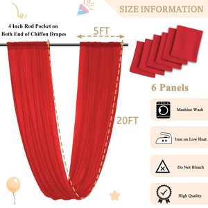 Rideaux <span class=keywords><strong>de</strong></span> plafond rouges draperie 5x20FT rideau en mousseline <span class=keywords><strong>de</strong></span> soie toile <span class=keywords><strong>de</strong></span> fond arc <span class=keywords><strong>de</strong></span> mariage drapé cérémonie <span class=keywords><strong>tonnelle</strong></span> rideaux <span class=keywords><strong>de</strong></span> plafond salle scène - Product Image 5